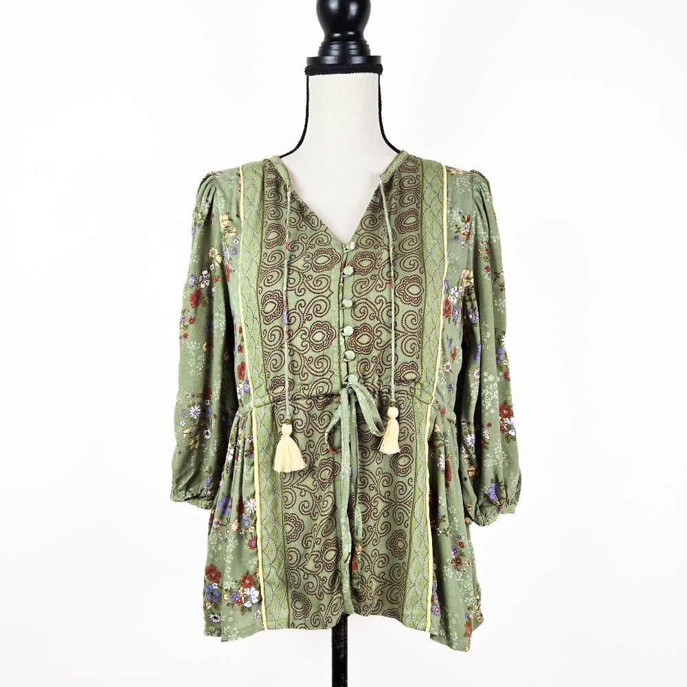 NWT Tulle and Batiste Roseanne Blouse, Olive